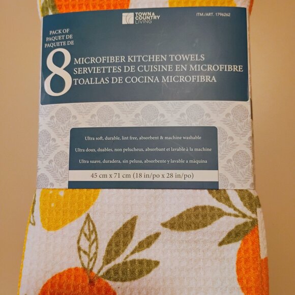 Town & Country Living.   Kitchen Tea Towels  Package of 8  New - Picture 2 of 5